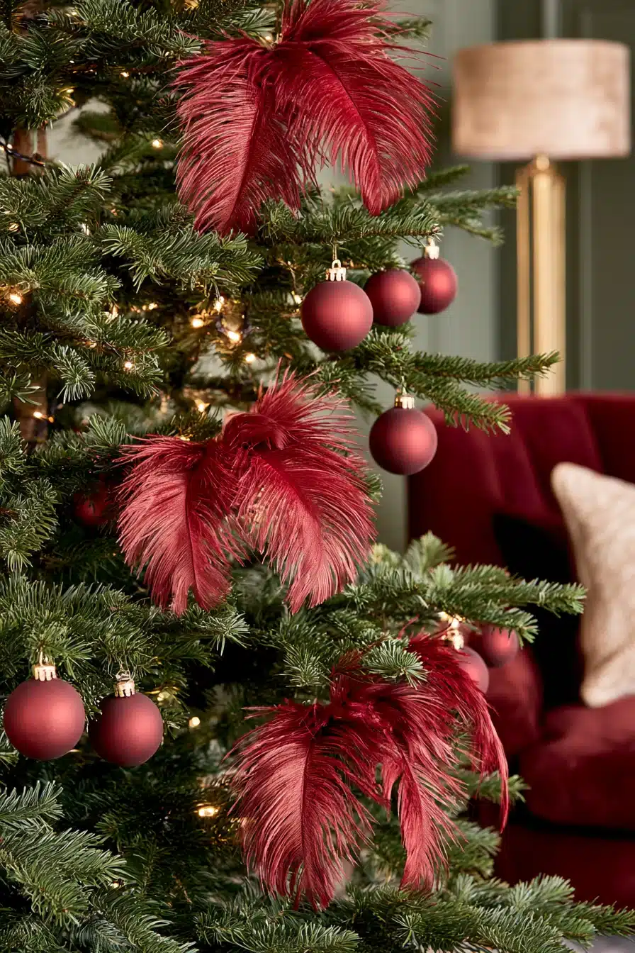 27 Elegant Burgundy Christmas Tree Ideas for a Warm and Festive Home