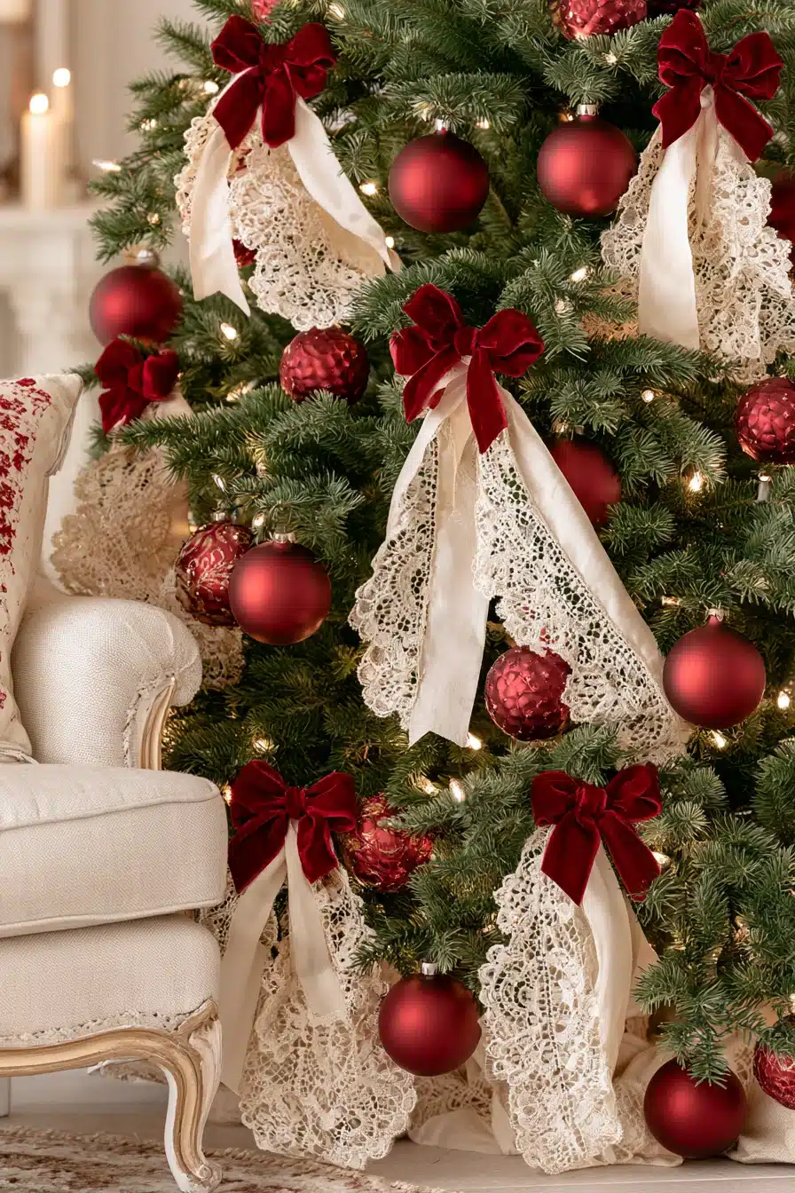 27 Elegant Burgundy Christmas Tree Ideas for a Warm and Festive Home