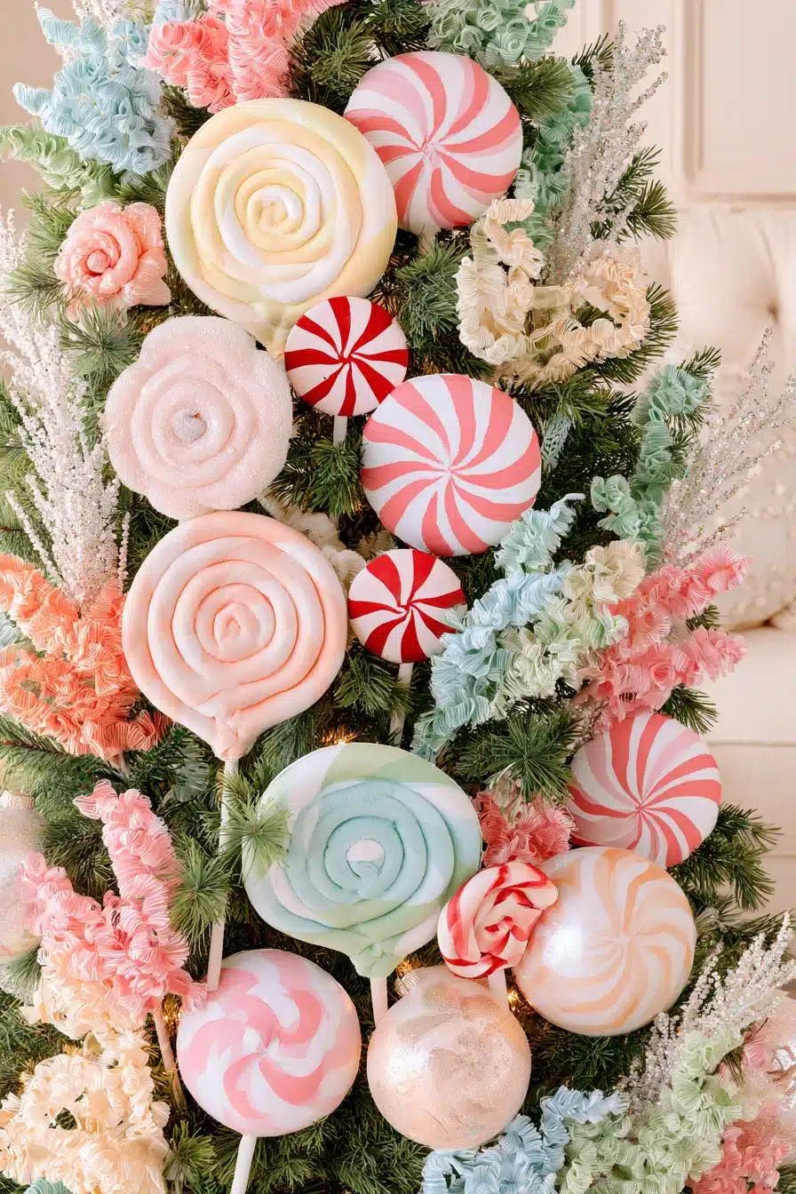27 Whimsical Candyland Christmas Tree Ideas for a Sweet and Colorful Holiday