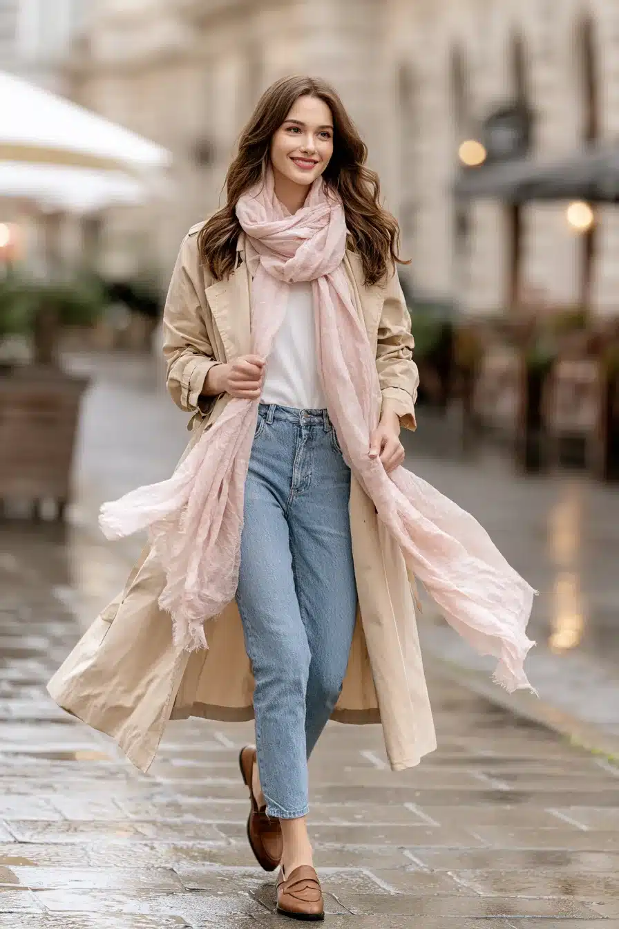 27 Pretty Pink Scarf Outfit Ideas to Brighten Your Cold Weather Wardrobe