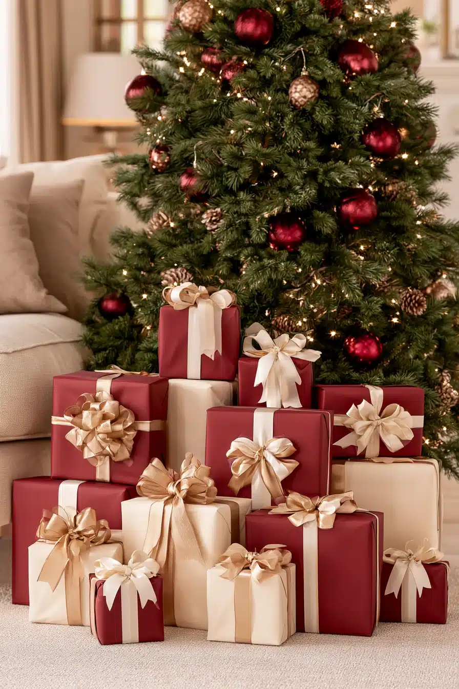 27 Elegant Burgundy Christmas Tree Ideas for a Warm and Festive Home