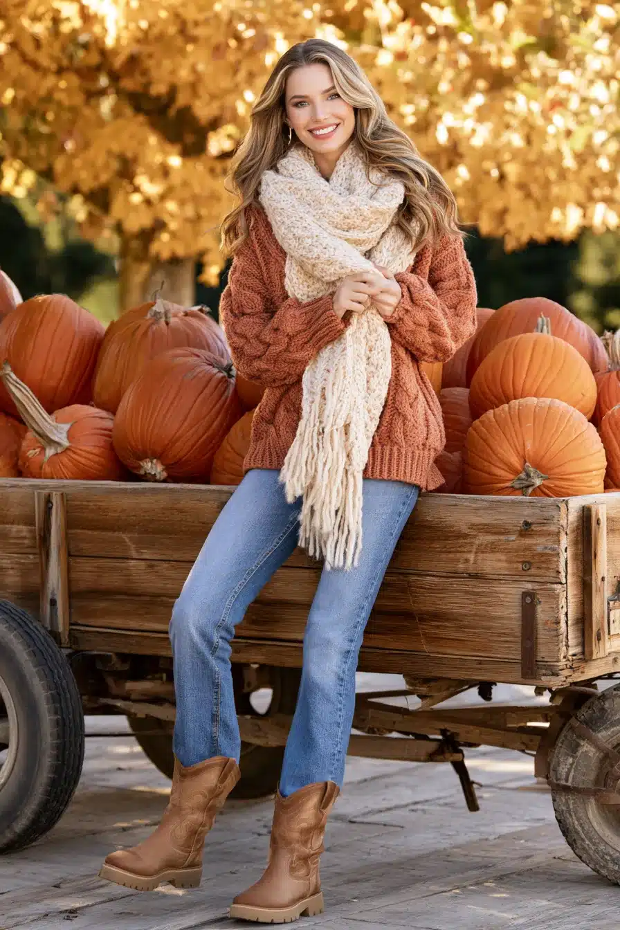 27 Cute Pumpkin Patch Outfit Ideas for a Cozy Autumn Adventure