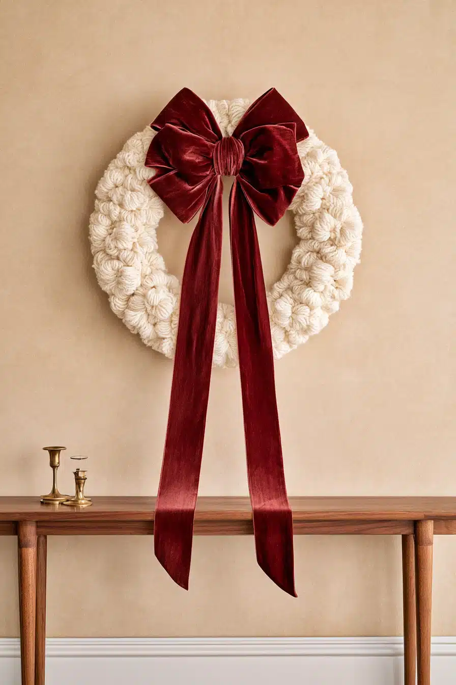 27 Cozy Christmas Yarn Wreaths to Make Your Front Door Feel Festive