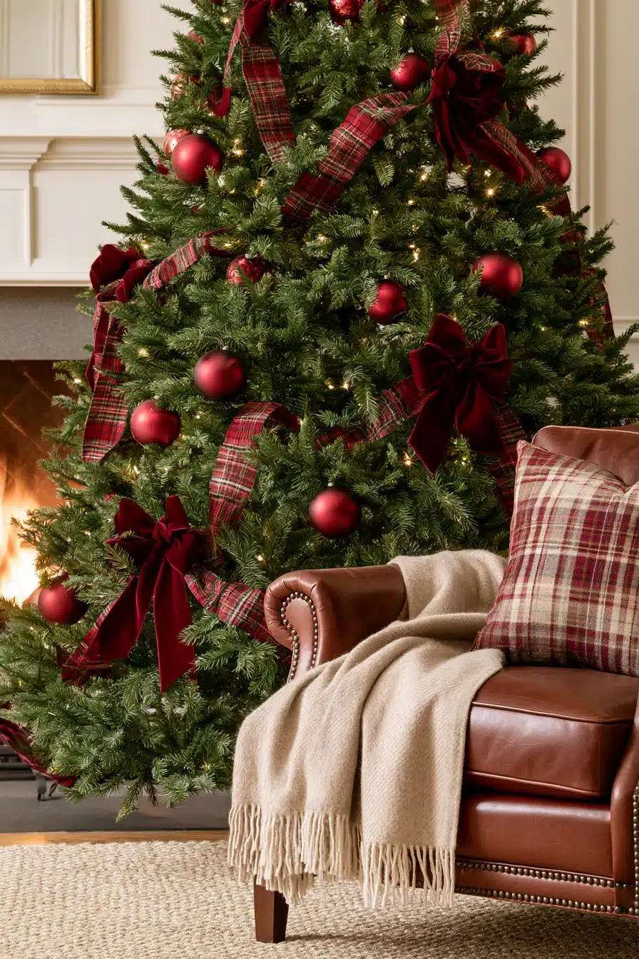 27 Elegant Burgundy Christmas Tree Ideas for a Warm and Festive Home