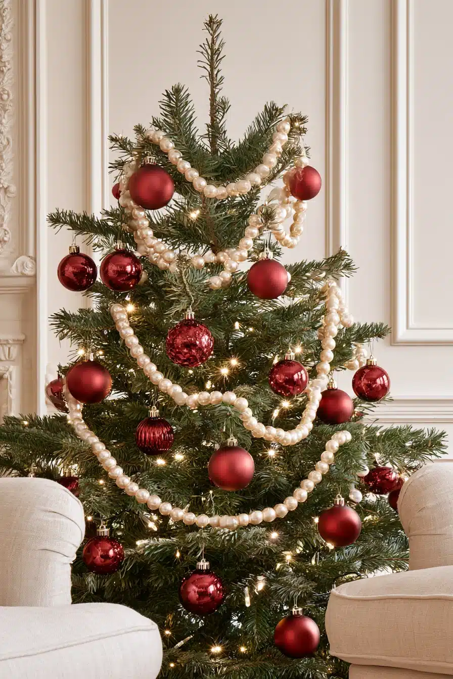 27 Elegant Burgundy Christmas Tree Ideas for a Warm and Festive Home
